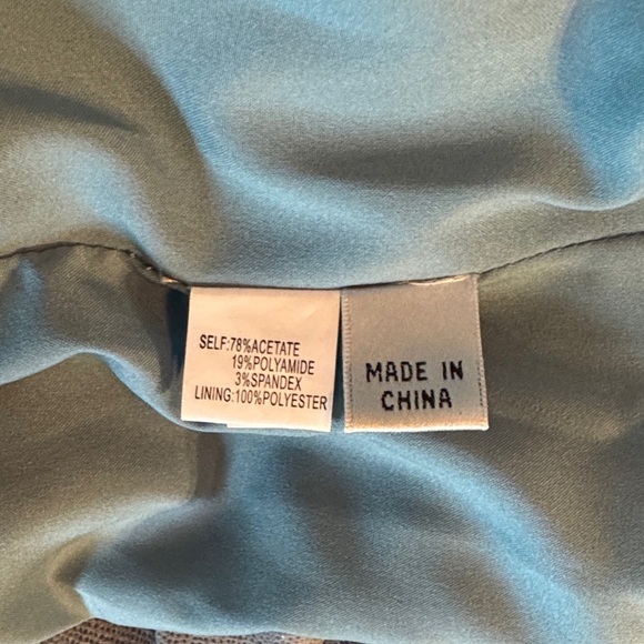 Elegant Kay Unger Steel Blue Satin Long Sleeve Dress Size 16W - Picture 7 of 11